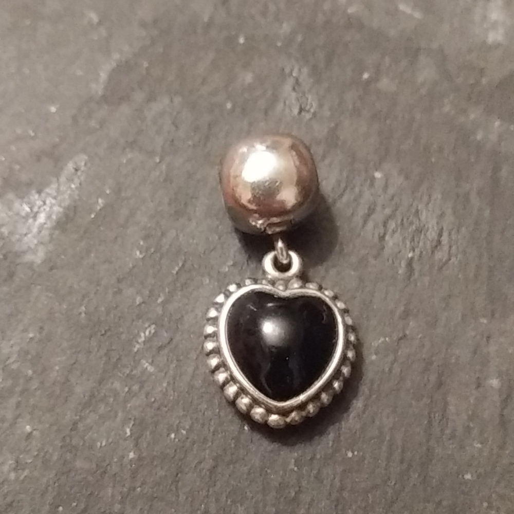 Pandora black heart charm black love Vintage